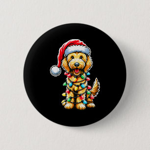 Australian Labradoodle Christmas Tree Xmas Santa L 2 Inch Round Button