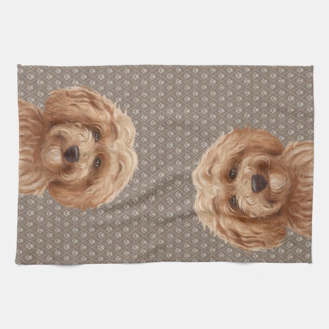 Australian Labradoodle Goldendoodle  Beige Kitchen Towel (Horizontal)