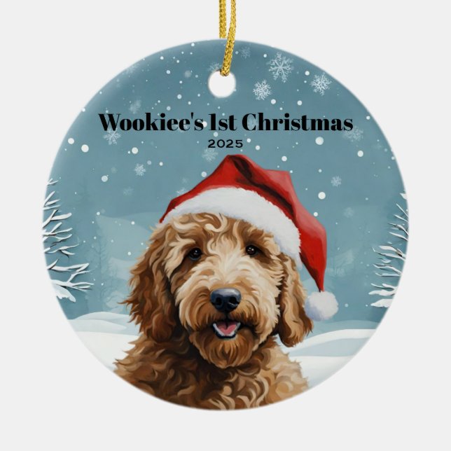 Australian Labradoodle Holiday Ceramic Ornament (Front)