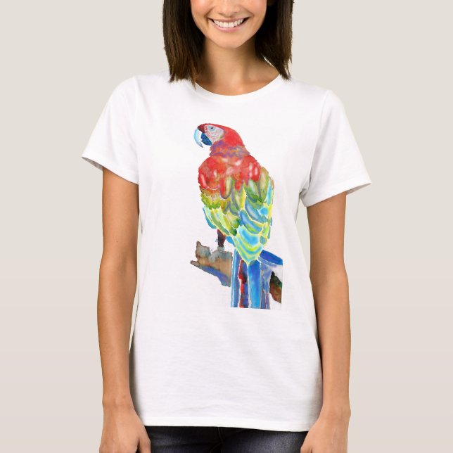 Australian Macaw Parrot Watercolour art T Shirt (Front)