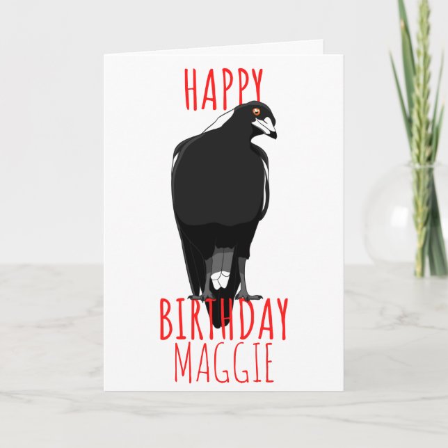 Australian magpie Happy Birthday card (Front)