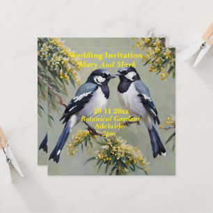 Australian Magpies Oil Paint, Wedding Invitation