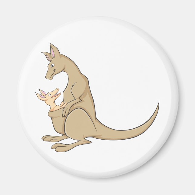Australian Mama Kangaroo and Baby Joey Magnet (Front)