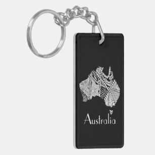 Australian Map Art Keychain