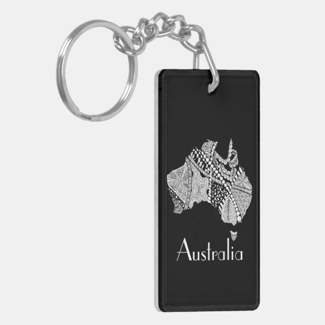 Australian Map Art Keychain (Front Left)