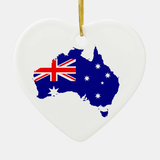 Australian Map Flag Heart Ceramic Ornament Gift (Front)