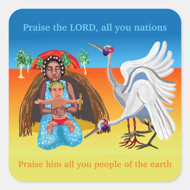Australian Mary and Jesus Square Sticker (Front)