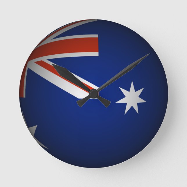 Australian national flag sphere, 3D look Round Clock (Front)