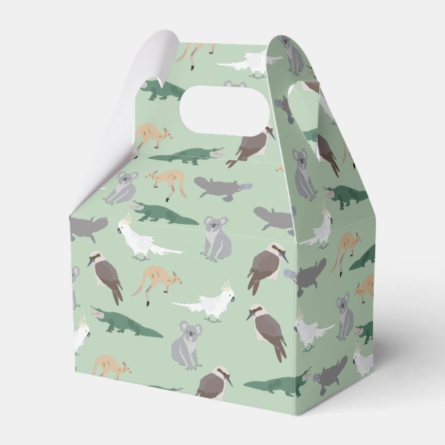 Australian Native Animals Eucalyptus Green Pattern Favor Box (Front Side)