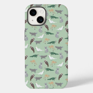 Australian Native Animals Eucalyptus Green Pattern iPhone 14 Case