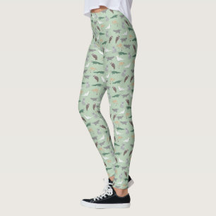 Australian Native Animals Eucalyptus Green Pattern Leggings