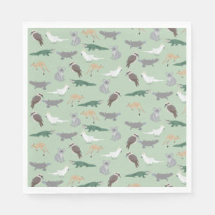 Australian Native Animals Eucalyptus Green Pattern Napkin