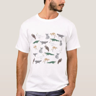 Australian Native Animals Eucalyptus Green Pattern T-Shirt