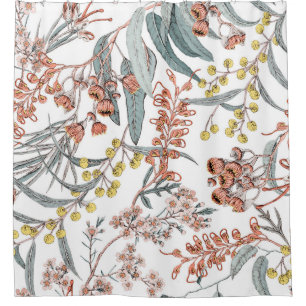 Australian native flowers. Seamless pattern black 
