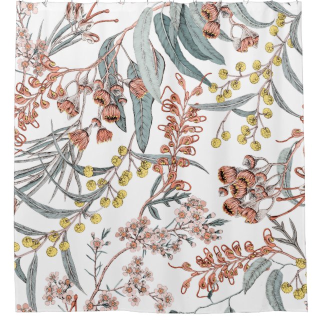 Australian native flowers. Seamless pattern black  (Front)