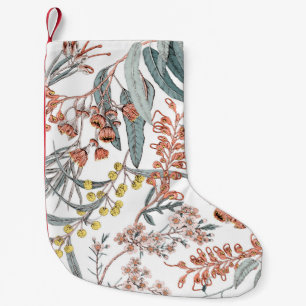 Australian native flowers. Seamless pattern black  Small Christmas Stocking