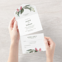 Australian Native Gum Blossom Wedding Invitation