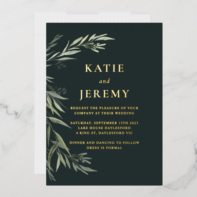 Australian Native Gum Leaf Foil Invitation (Envelope)