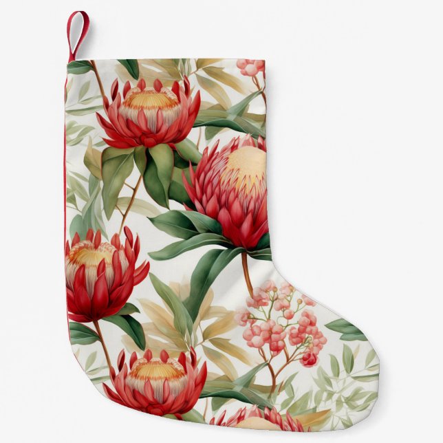 Australian Native Protea Flower II Small Christmas Stocking (Front)