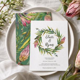 Australian Native Protea Wedding Eucalyptus Invitation