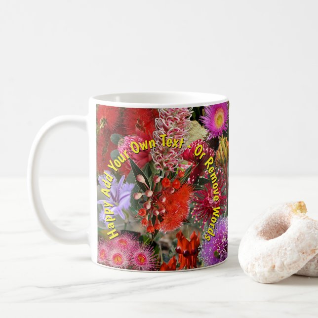 Australian Native Wild Flowers Coffee Mug (With Donut)