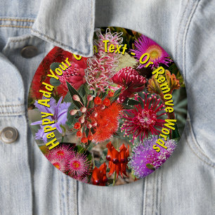 Australian Native Wild Flowers Large Badge 6 Inch Round Button