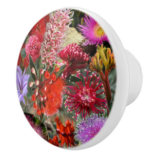 Australian Native Wild Flowers Round Ceramic Knob