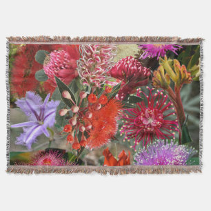 Australian Native Wild Flowers Throw Blanket