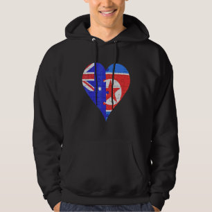 Australian North Korean Flag Heart Hoodie