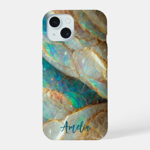 Australian Opal Stone Texture Luxury Personalized iPhone 15 Case