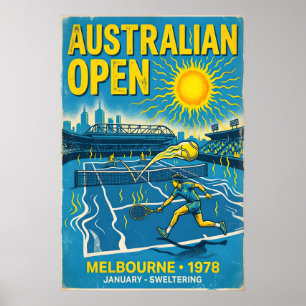 Australian Open Wall Art Vintage Tennis Poster in