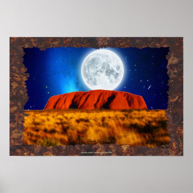 Australian Outback Ayers Rock "Uluru Moon" Art Poster (Front)