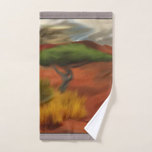 Australian Outback Dawn Abstract Art Hand Towel