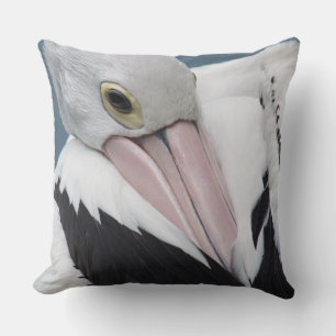 Australian pelican close up throw pillow