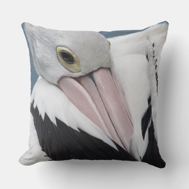 Australian pelican close up throw pillow (Front)