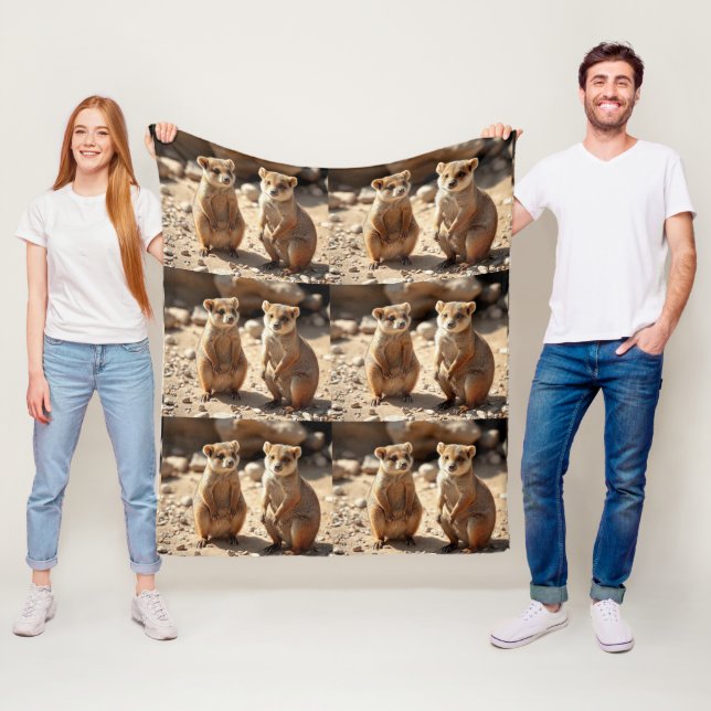 Australian Quokka Twins, Fleece Blanket (In Situ)
