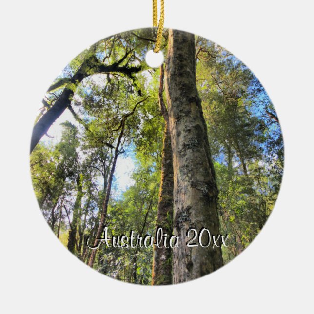 Australian Rainforest Eucalyptus Gum Trees Ceramic Ornament (Front)