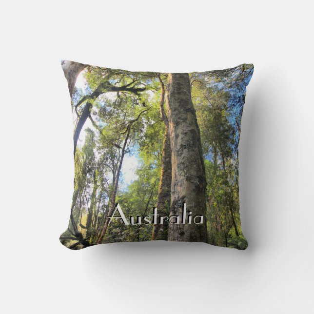 Australian Rainforest Eucalyptus Gum Trees Throw Pillow (Front)