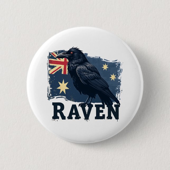 Australian Raven Corvus Coronoides Bird 2 Inch Round Button (Front)