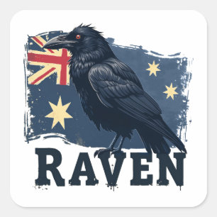 Australian Raven Corvus Coronoides Bird Square Sticker