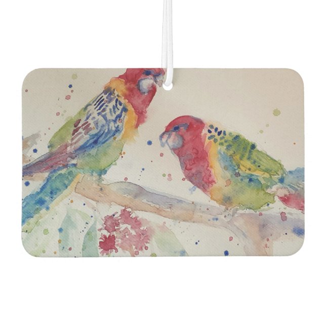 Australian Red Rosella Parrot Bird Watercolour art Air Freshener (Front)