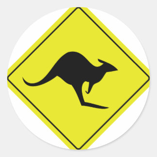 australian roadsign kangaroo australia classic round sticker