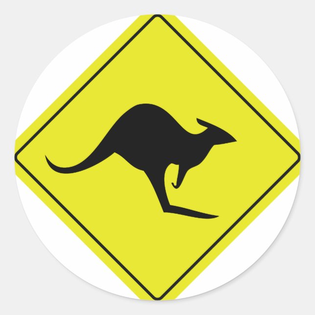 australian roadsign kangaroo australia classic round sticker (Front)