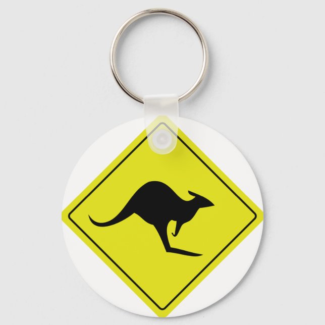 australian roadsign kangaroo australia keychain (Front)