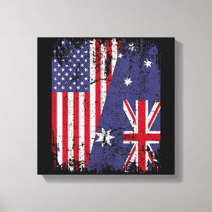 AUSTRALIAN ROOTS  Half American Flag AUSTRALIA  Canvas Print