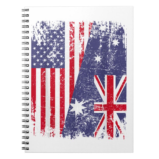 AUSTRALIAN ROOTS  Half American Flag AUSTRALIA  Notebook (Front)