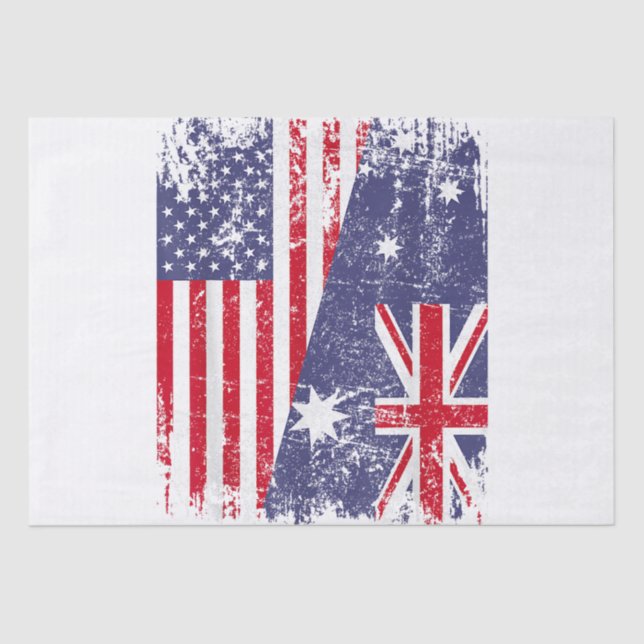 AUSTRALIAN ROOTS  Half American Flag AUSTRALIA  Tissue Paper (Front)