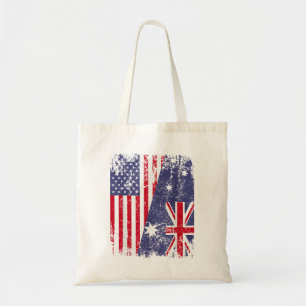 AUSTRALIAN ROOTS  Half American Flag AUSTRALIA  Tote Bag
