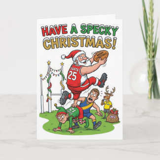 Australian Rules Football Santa – Specky Christmas Card