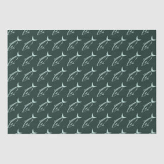 Australian Salmon Fish in Aqua on Racing Green Tissue Paper